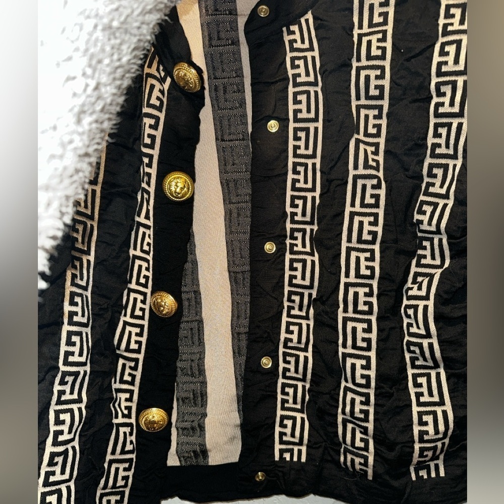 Balmain Monogram Pattern Wool Blend Button Cardigan Size 40 - Picture 8 of 16